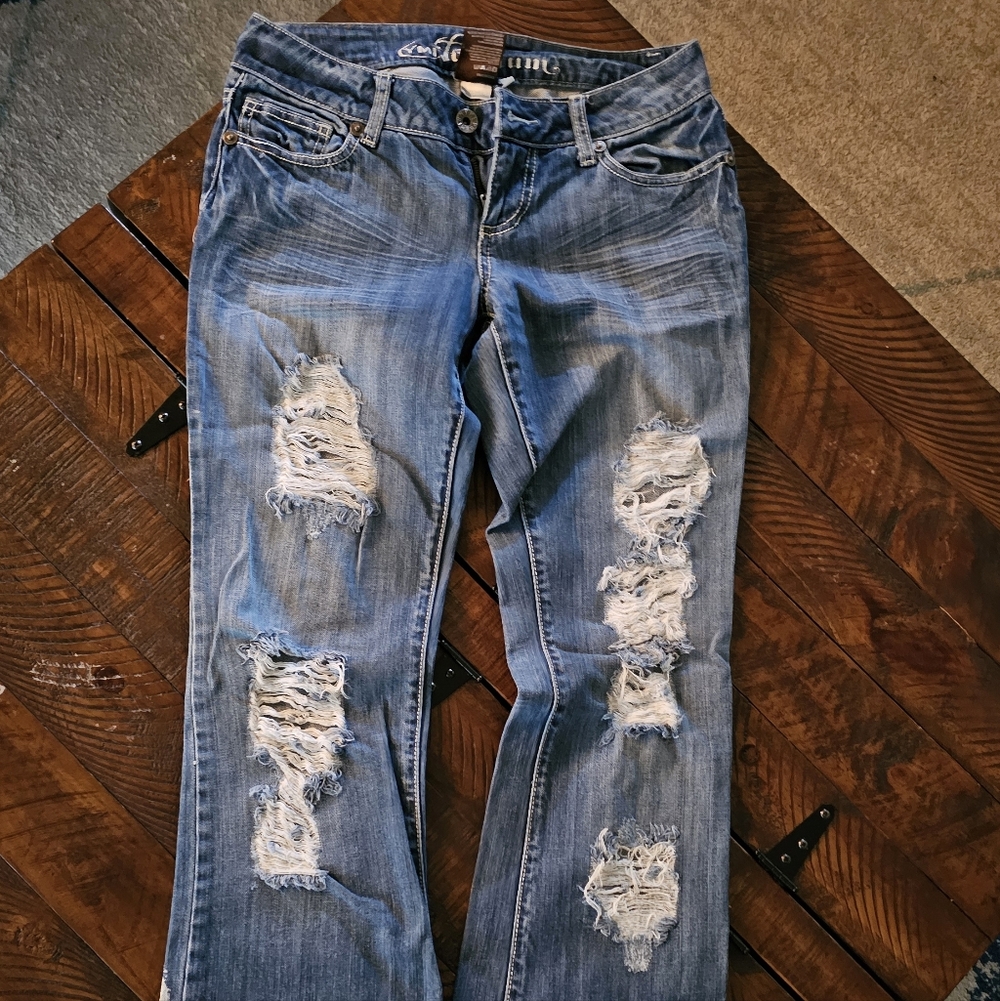 YMI Distressed Blue Straight Leg Jeans